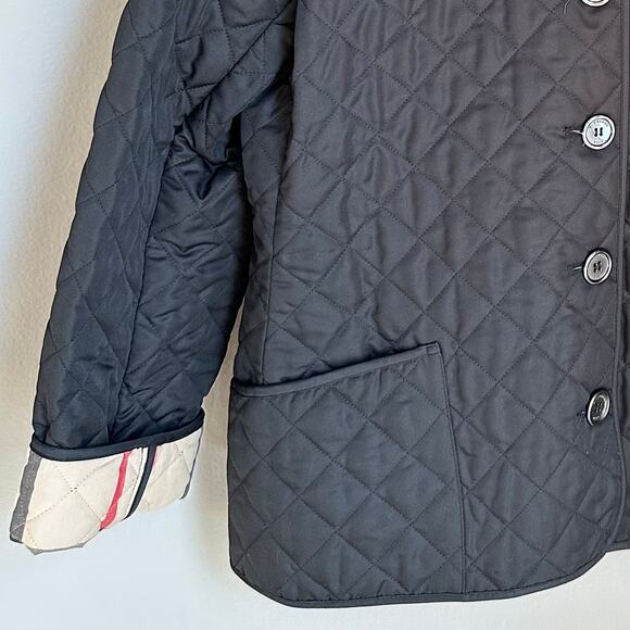 Burberry Brit Black Quilted Trench Coat Button Up Short Jacket Modern British - Picture 4 of 12